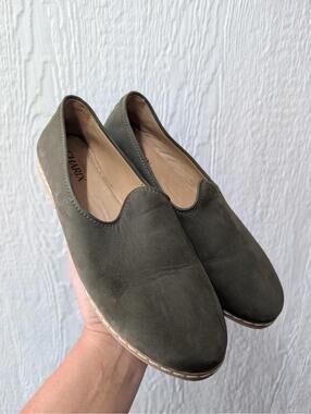 Charix Olive Green Suede Nubuck Slip On Shoe Men's Size 44